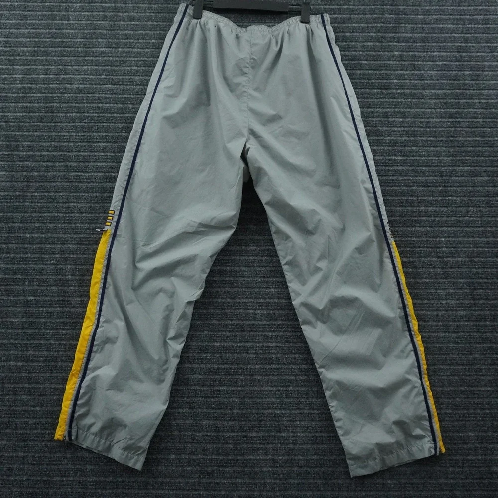 Y2K Adidas Track Pants Mens M Grey Yellow Navy Blue‎ Stripe Mesh Lined Athletic